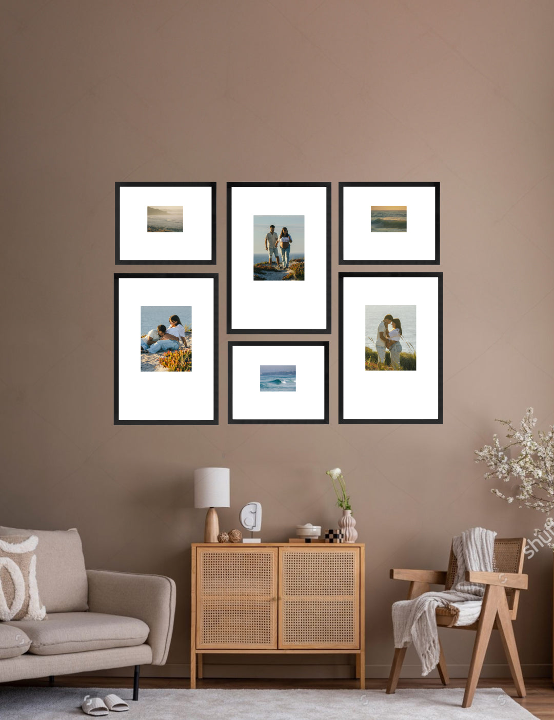 The Bricklay Collection by Bobby Berk, black framed photo gallery wall