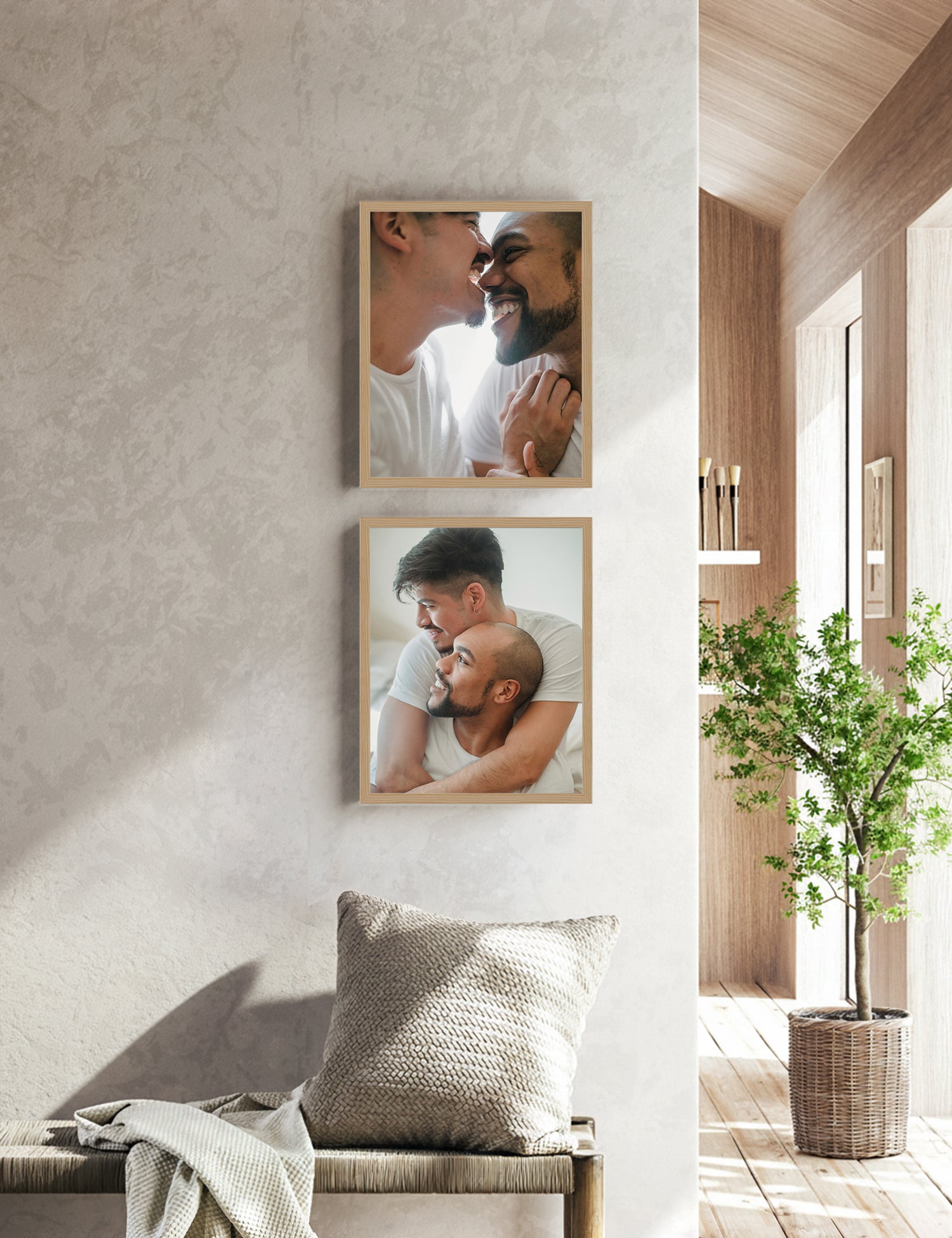 Classic Stack II Gallery | Natural wood frame set styled by Bobby Berk ...