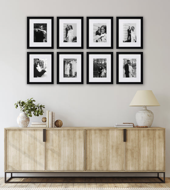 Small grid eight - Black framed photo gallery wall – Frameology